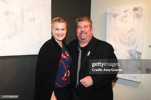 Krista Smith and Trigg Ison attend the Trigg Ison Fine Art In Association With Krista Smith And Sam Taylor-Johnson Present Darren Legallo "From...