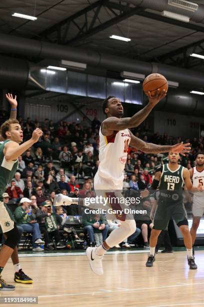 Sheldon Mac of the Canton Charge shoots against the Wisconsin Herd during an NBA G-League game on January 11, 2020 at Menominee Nation Arena in...