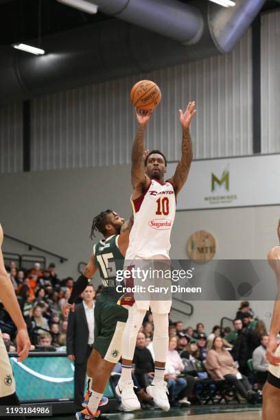 Sheldon Mac of the Canton Charge shoots against the Wisconsin Herd during an NBA G-League game on January 11, 2020 at Menominee Nation Arena in...