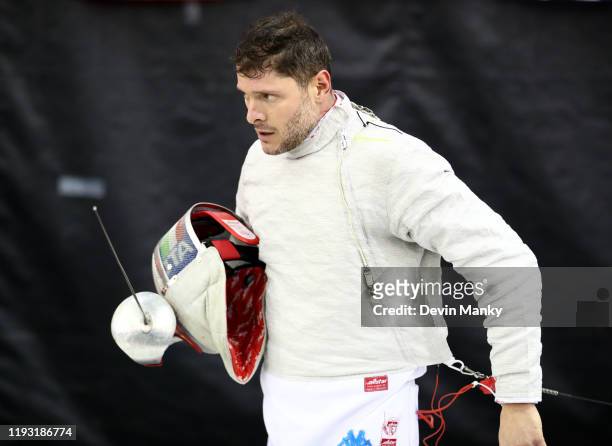 Aldo Montano of Italy prepares to fence in the final rounds of the Men's competition of the Canadian Sabre Grand Prix on January 11, 2020 at the IGA...