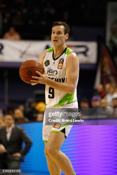 Ben Madgen of the Phoenix dribbles during the round 15 NBL match between the Illawarra Hawks and the South East Melbourne Phoenix at WIN...
