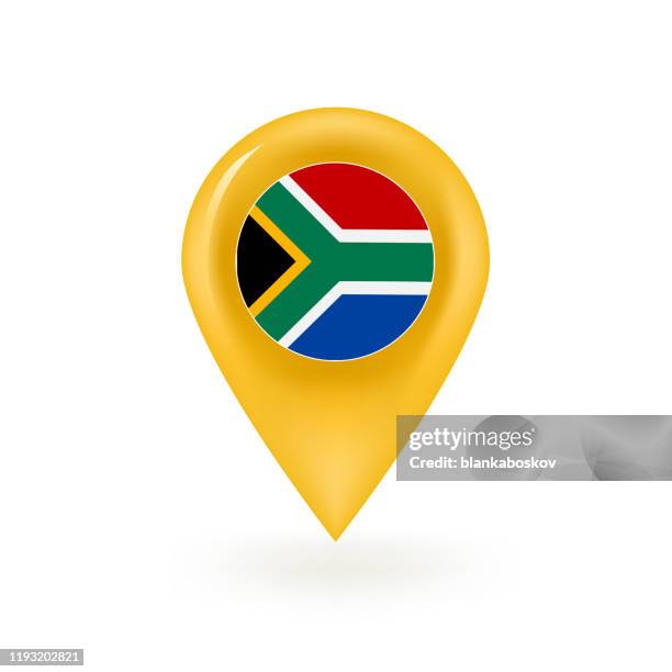 south africa flag map icon - cape town stock illustrations