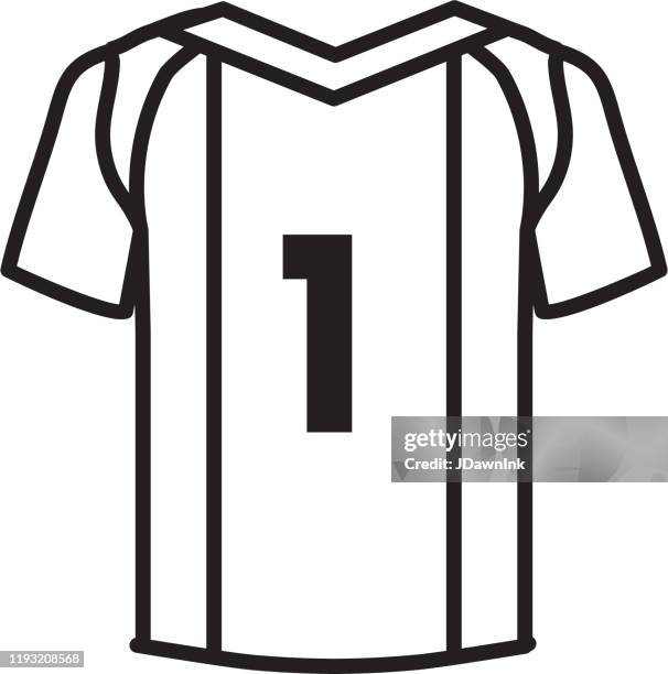 ilustraciones, imágenes clip art, dibujos animados e iconos de stock de icono de jersey de fútbol en estilo de línea delgada - uniform