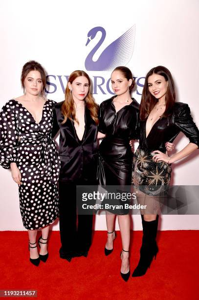 Molly Gordon, Zosia Mamet, Debby Ryan, and Victoria Justice attend Naughty Or Nice: A Swarovski Holiday Celebration on December 10, 2019 in New York...