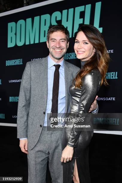 Mark Duplass and Katie Aselton attend a Special Screening of Liongate's "Bombshell" at Regency Village Theatre on December 10, 2019 in Westwood,...