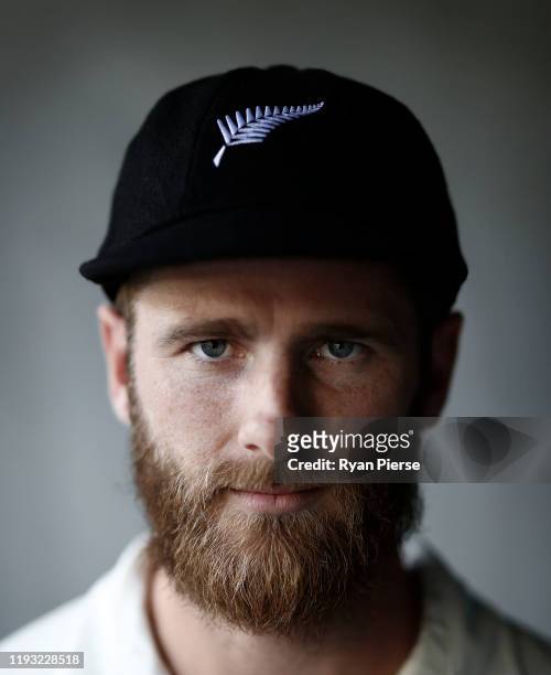 Kane Williamson of New Zealand poses ahead of the First Test in the series between Australia and New Zealand at Optus Stadium on December 11, 2019 in...