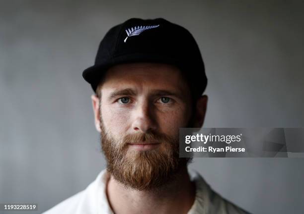 Kane Williamson of New Zealand poses ahead of the First Test in the series between Australia and New Zealand at Optus Stadium on December 11, 2019 in...