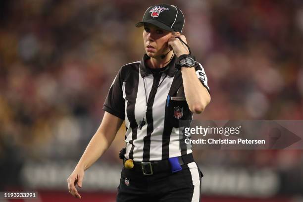 Referee Sarah Thomas during the first half of the NFL game between the Arizona Cardinals and the Pittsburgh Steelers at State Farm Stadium on...