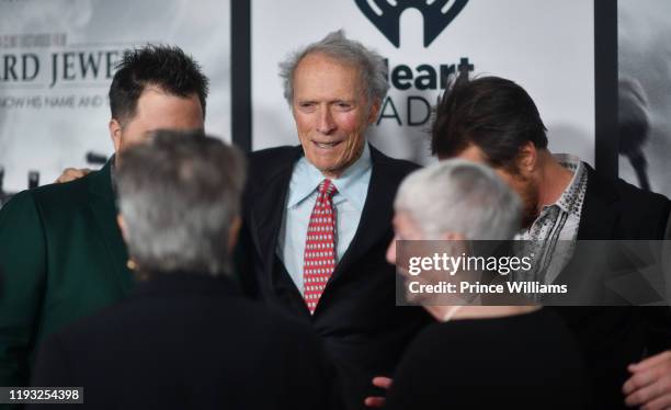 Paul Walter Hauser, Clint Eastwood, Barbara "Bobi" Jewell and Sam Rockwell attend the "Richard Jewell" Atlanta Screening at Rialto Center of the Arts...