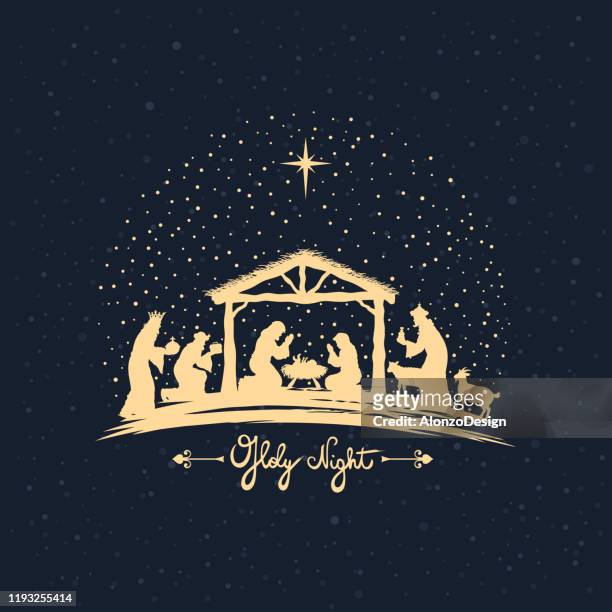 christmas night. birth of jesus - jesus christ stock illustrations