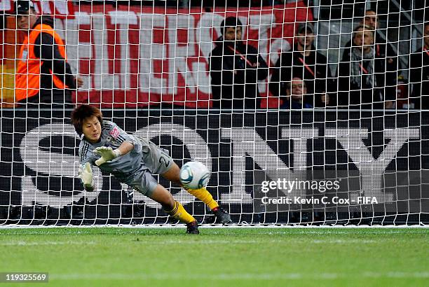 Goalkeeper Ayumi Kaihori of Japan during the FIFA Women's World Cup Final match between Japan and USA at the FIFA World Cup Stadium Frankfurt on July...