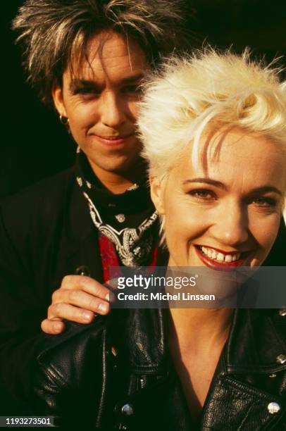 Swedish pop rock duo Roxette, aka Marie Fredriksson and Per Gessle, circa 1990.