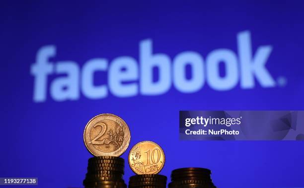 Photo ilustration shows the logo of Facebook Sozial Network and Euro coins in Stuttgart, Germany on January 11, 2020