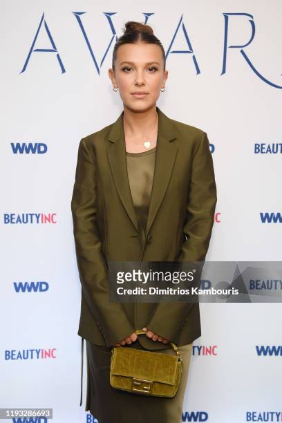 Millie Bobby Brown attends the 2019 WWD Beauty Inc Awards at The Rainbow Room on December 11, 2019 in New York City.