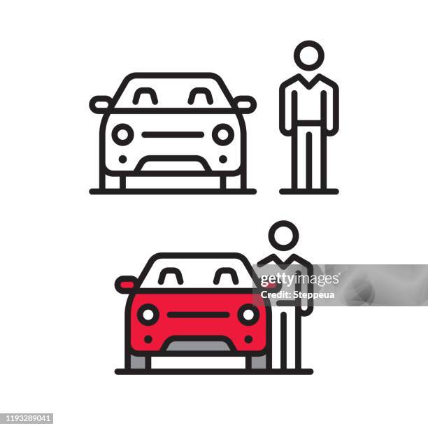 man and car - car front view stock illustrations