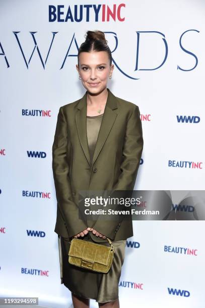 Millie Bobby Brown attends the 2019 WWD Beauty Inc Awards at The Rainbow Room on December 11, 2019 in New York City.