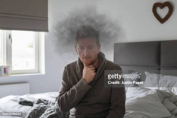 man with mental health issues - brain fog - nebbia foto e immagini stock