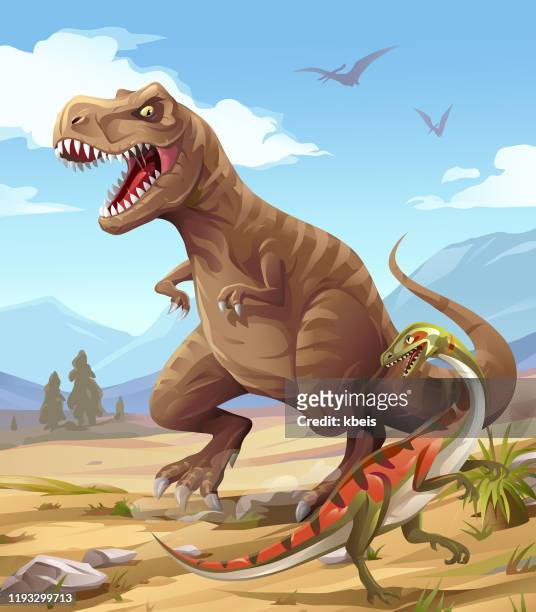 ilustrações, clipart, desenhos animados e ícones de caça do tyrannosaurus rex - tiranossauro rex