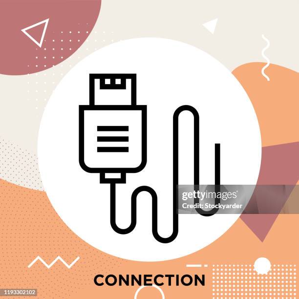 verbindungsliniensymbol bearbeitbarer strich - plug adapter stock-grafiken, -clipart, -cartoons und -symbole