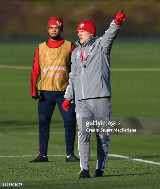 Arsenal Interim Head Coach Freddie Ljungberg during a training session at London Colney on December 11, 2019 in St Albans, England.