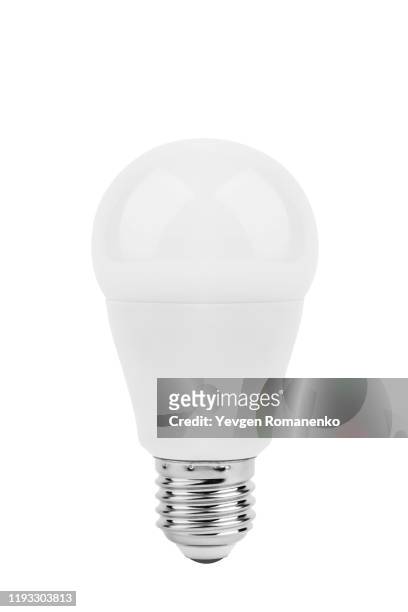 led light bulb isolated on white background - light bulb white background stock pictures, royalty-free photos & images