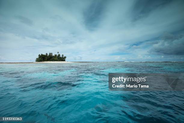 An islet is viewed in the Funafuti atoll on November 26, 2019 in Funafuti, Tuvalu. The low-lying South Pacific island nation of about 11,000 people...