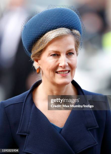 Sophie, Countess of Wessex attends a Service of Thanksgiving for the life and work of Sir Donald Gosling at Westminster Abbey on December 11, 2019 in...