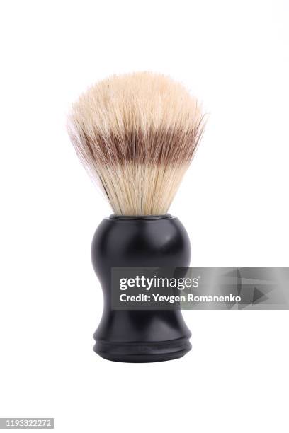 shaving brush isolated on white background - shaving brush fotografías e imágenes de stock