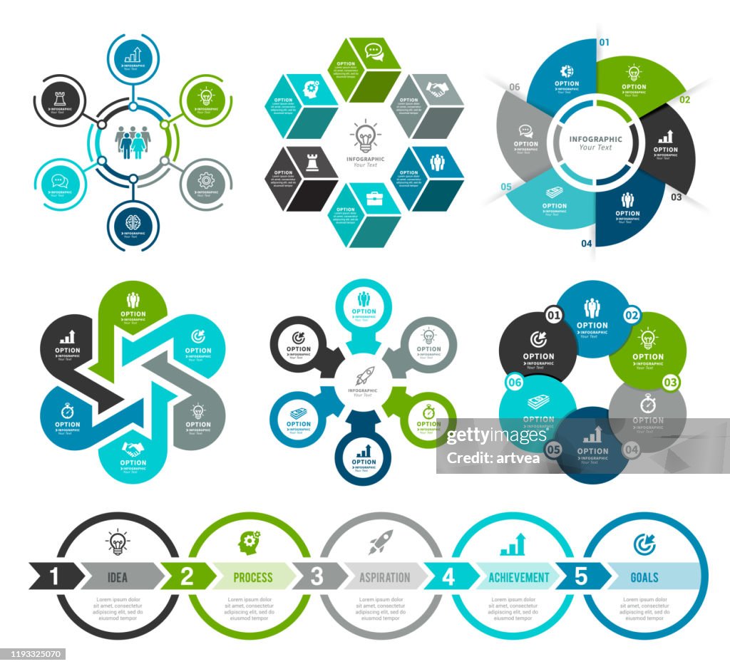 Conjunto de elementos infográficos do círculo