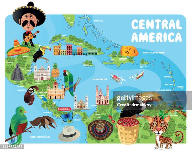 Cartoon Map Of Central America Kingston San Salvador Portau Prince Santo  Domingo San Jose Panama City Guatemala City Tegucigalpa Belmopan Managua  Havana Mexico City Nassau High-Res Vector Graphic - Getty Images