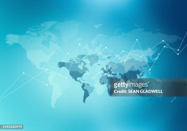 abstract world map graph - global solutions stockfoto's en -beelden