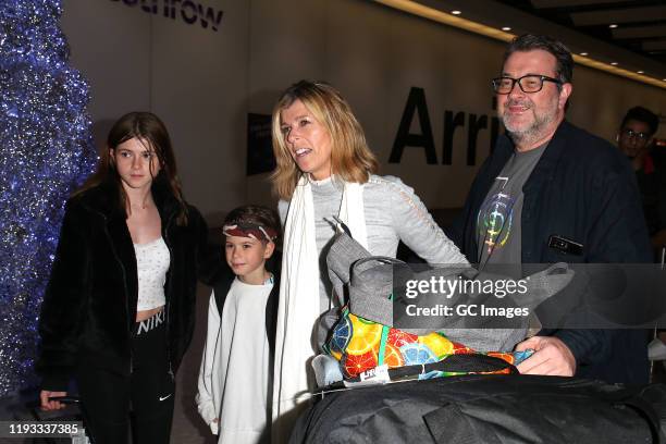 Kate Garraway with her husband Derek Draper, and children Darcey Draper and William Draper arrive at Heathrow Airport after returning from 'I'm A...