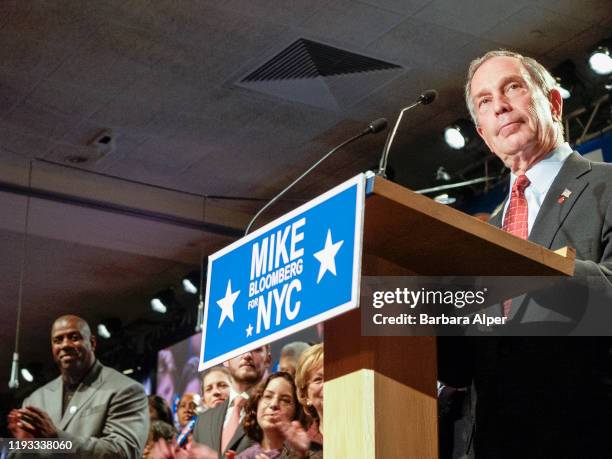 American politician New York City Mayor Michael Bloomberg speaks to supporters during an election night party at the Sheraton New York hotel, New...