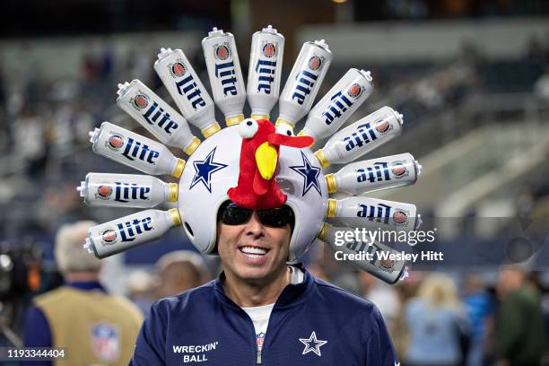 Fan of the Dallas Cowboys on the sidelines before a game on Thanksgiving Day against the Buffalo Bills at AT&T Stadium on November 28, 2019 in...