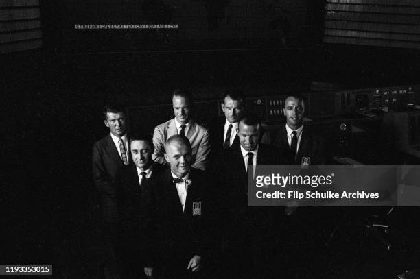 Project Mercury Astronauts, John H. Glenn, Jr., Virgil I. Grissom, Walter Schirra Jr., Gordon Carpenter, Donald K. Slayton, Gordon Cooper Jr., and...