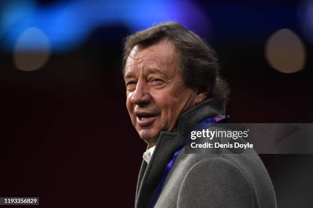 Yuri Semin, Manager of Lokomotiv Moscow looks on prior to the UEFA Champions League group D match between Atletico Madrid and Lokomotiv Moskva at...