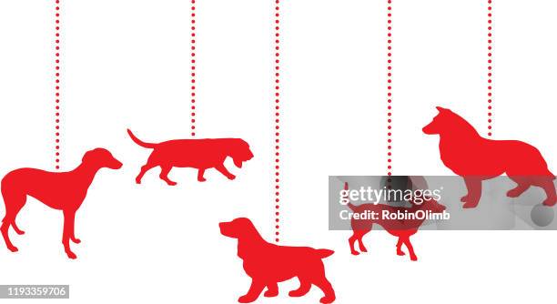 dangling red dog christmas ornament - basset hound stock illustrations