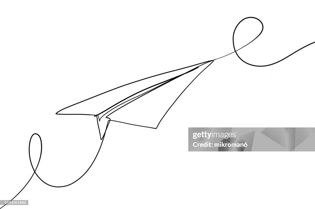 Single line drawing of paper plane