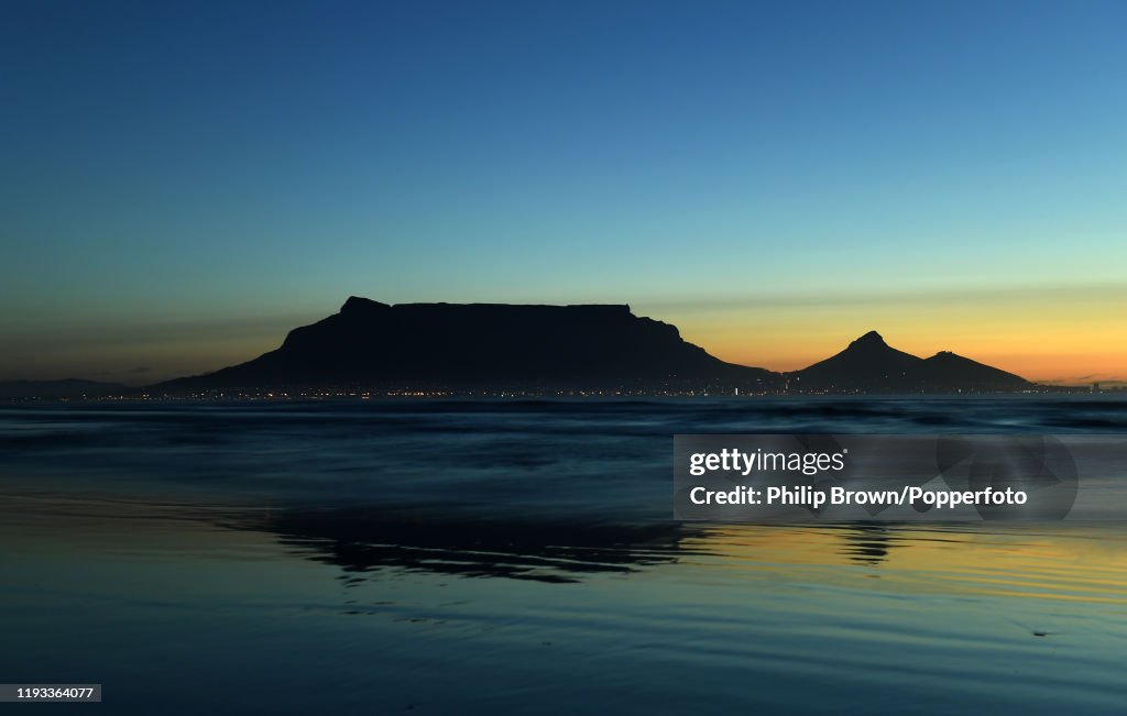 Twilight Over Table Mountain In Cape Town