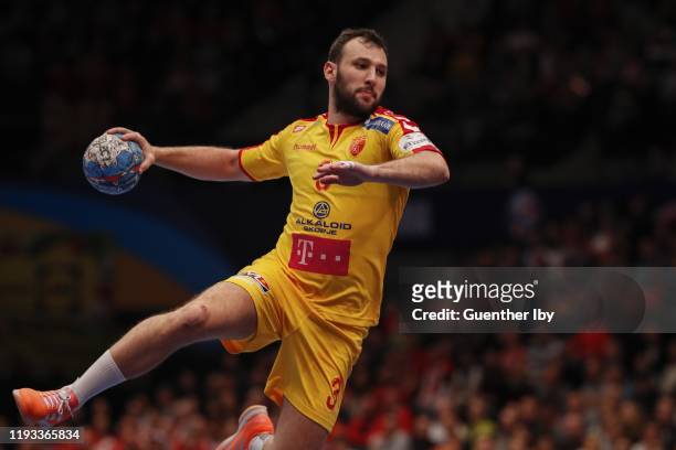 Dejan Manaskov of North Macedonia during the Men´s EHF EURO 2020 Group B match between Czech Republic and North Macedonia at Wiener Stadthalle on...