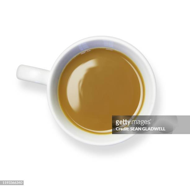 coffee cup white background - cup of tea from above fotografías e imágenes de stock