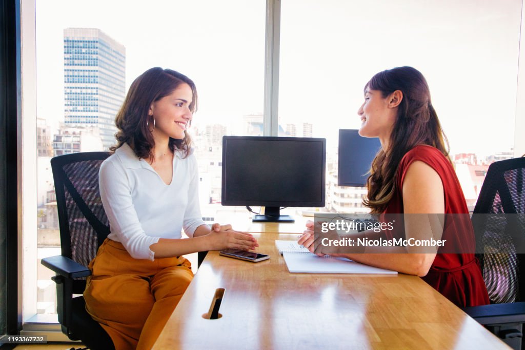 Interview Between Two Persons Polite Job Interview Between Two Professional Women In High Rise Office ...