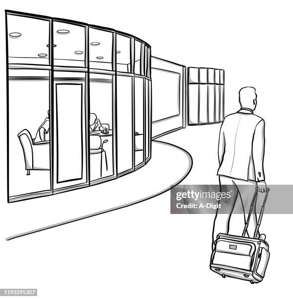 glass wall business office - trolley stock-grafiken, -clipart, -cartoons und -symbole