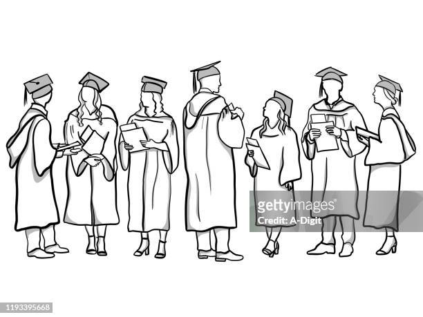 graduates - graduation gown stock illustrations