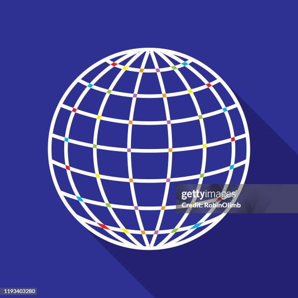 stockillustraties, clipart, cartoons en iconen met witte globe met kleurrijke pleinen - equator line