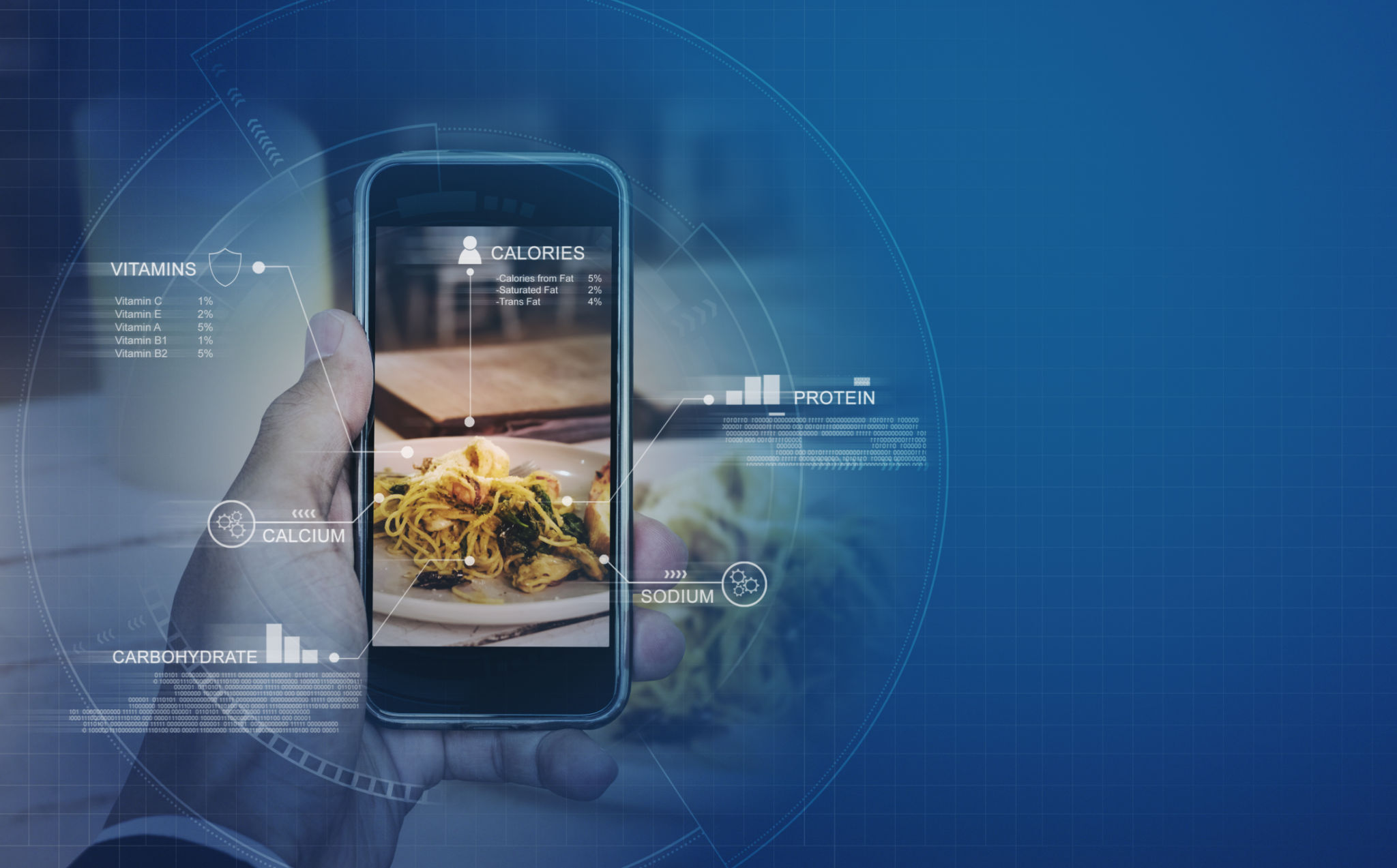 Food Nutrition Scanning Technology, and Healthy eating Lifestyles. hand using mobile smart phone checking nutrition facts Food Nutrition Scanning Technology, and Healthy eating Lifestyles. hand using mobile smart phone checking nutrition facts