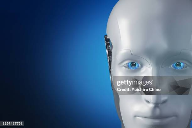 artificial intelligence robot face - human attribute fotografías e imágenes de stock