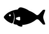 Fish, seafood, marine life vector icon illustration