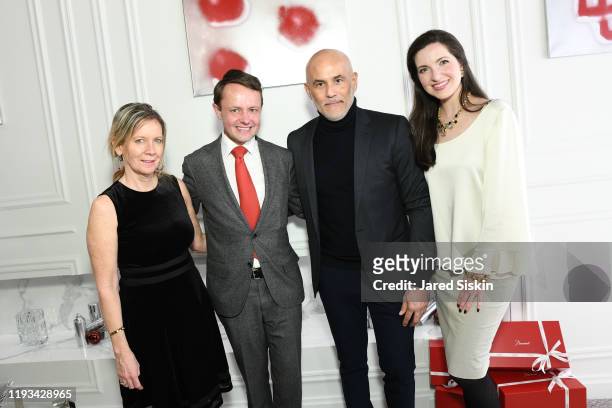 Connie Farinola, Roric Tobin, Clifford Minkoff and Julia Foster attend Roric Tobin's Holiday Dining Room For Luxury Living at Luxury Living Showroom...