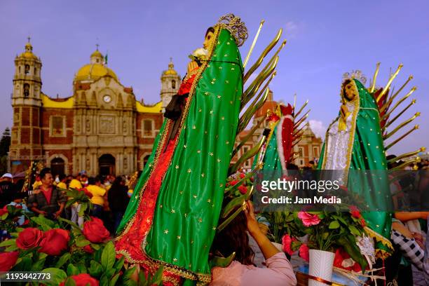 General view of the faithful pilgrims in the atrium of the Basilica de Guadalupe during the celebration of the day of Virgin of Guadalupe on December...